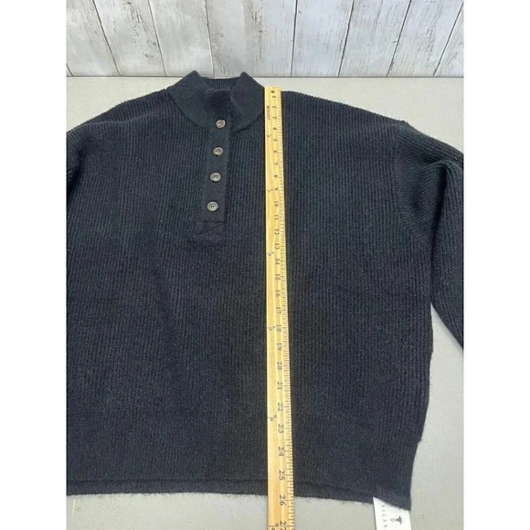 AMERICAN TALL MENS SIZE 2XL BLACK MOCK BUTTON NECK SWEATER NWT - Picture 5 of 12